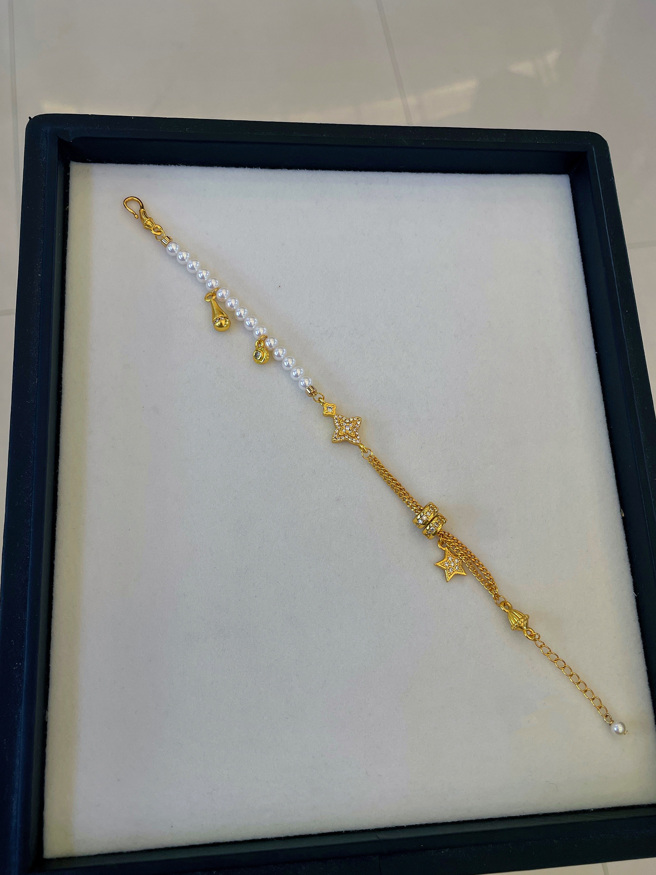 独家设计的沙金灵动款半珠半链 小珠4-5mm